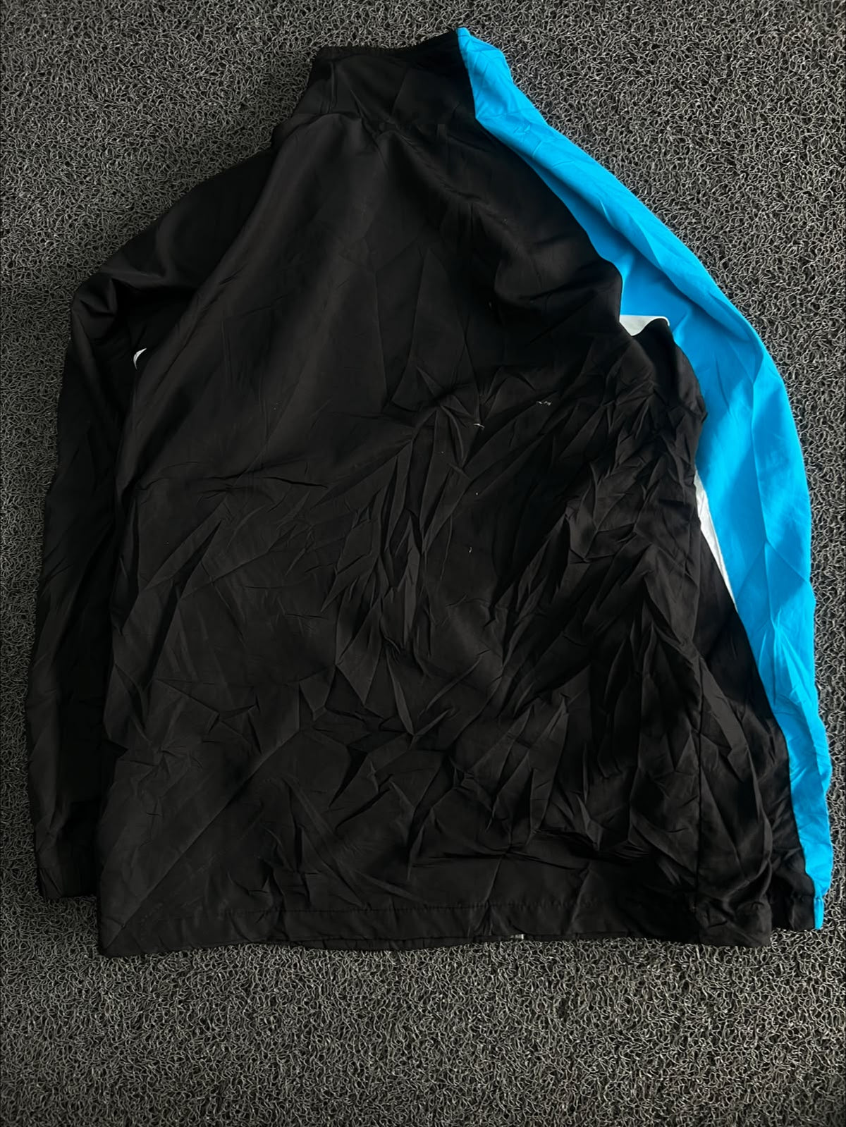 Blue & Black Colorblock Sports Windbreaker Jacket with White Detailing
