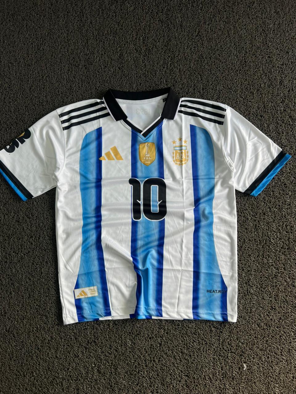 Argentina 2024 Anniversary Edition Messi #10 Jersey - Five Sleeve - White/Blue