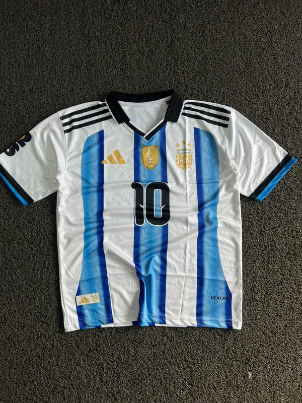 Argentina 2024 Anniversary Edition Messi #10 Jersey - Five Sleeve - White/Blue