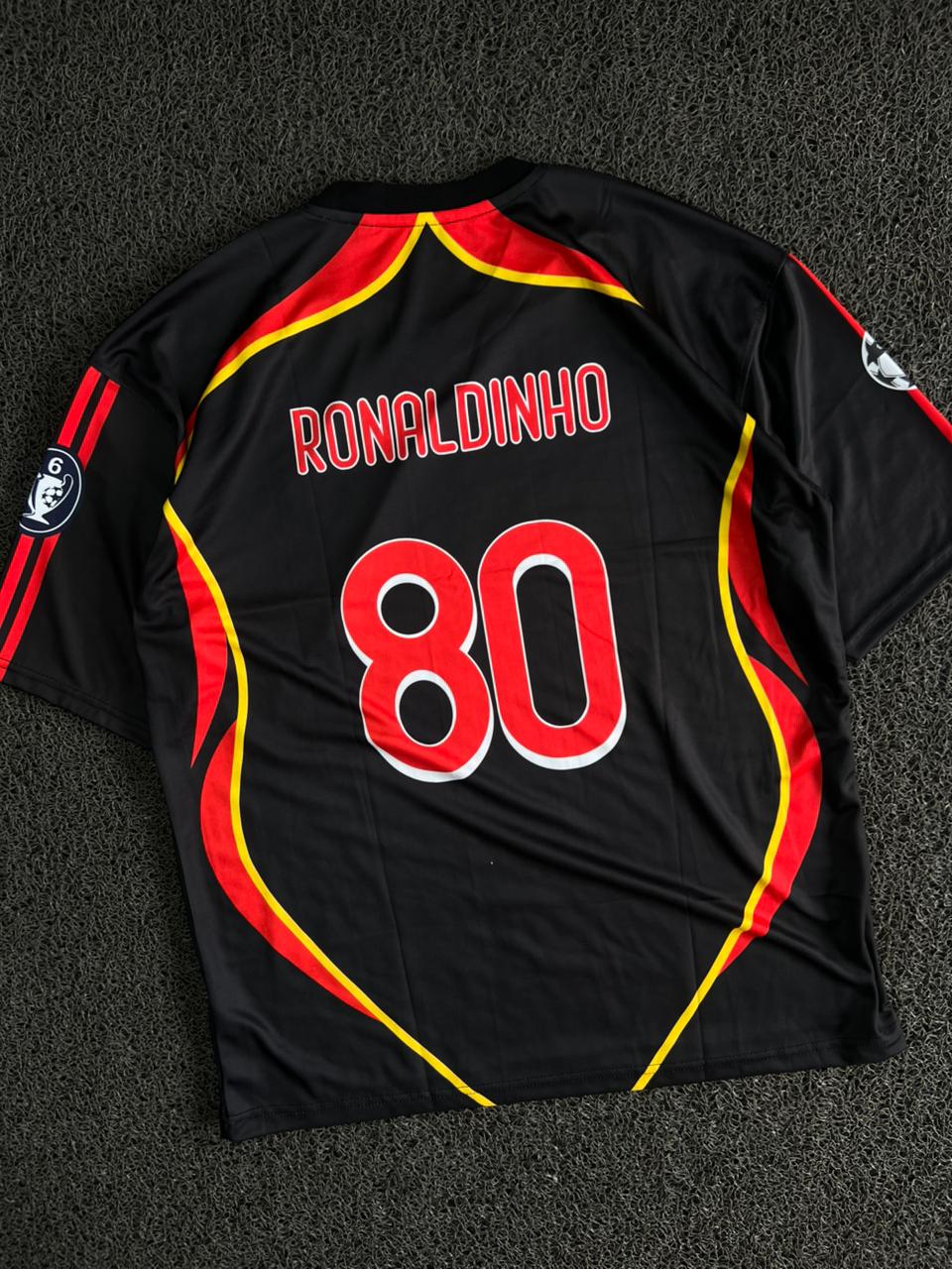 AC Milan Retro Black Bwin Champions League Five Sleeve Jersey