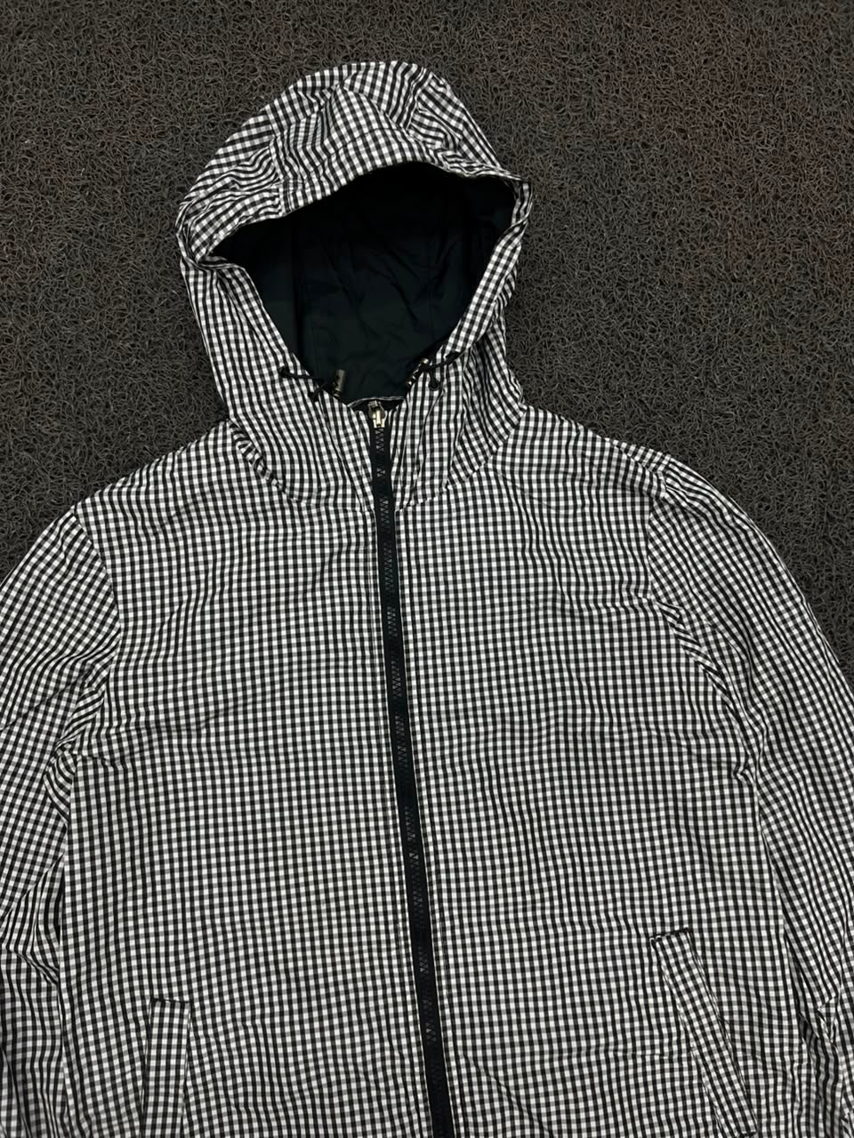 Black & White Gingham Hooded Zip Jacket