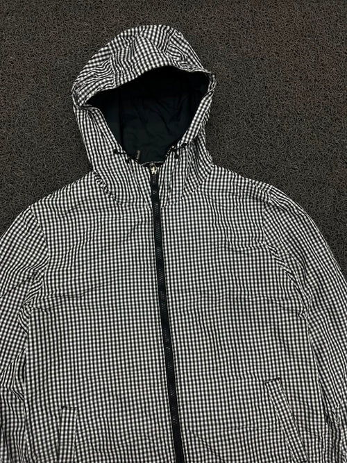Black & White Gingham Hooded Zip Jacket