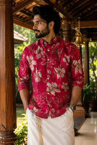 Floral Button-Up Shirt – Long Sleeve Tropical Casual Shirt