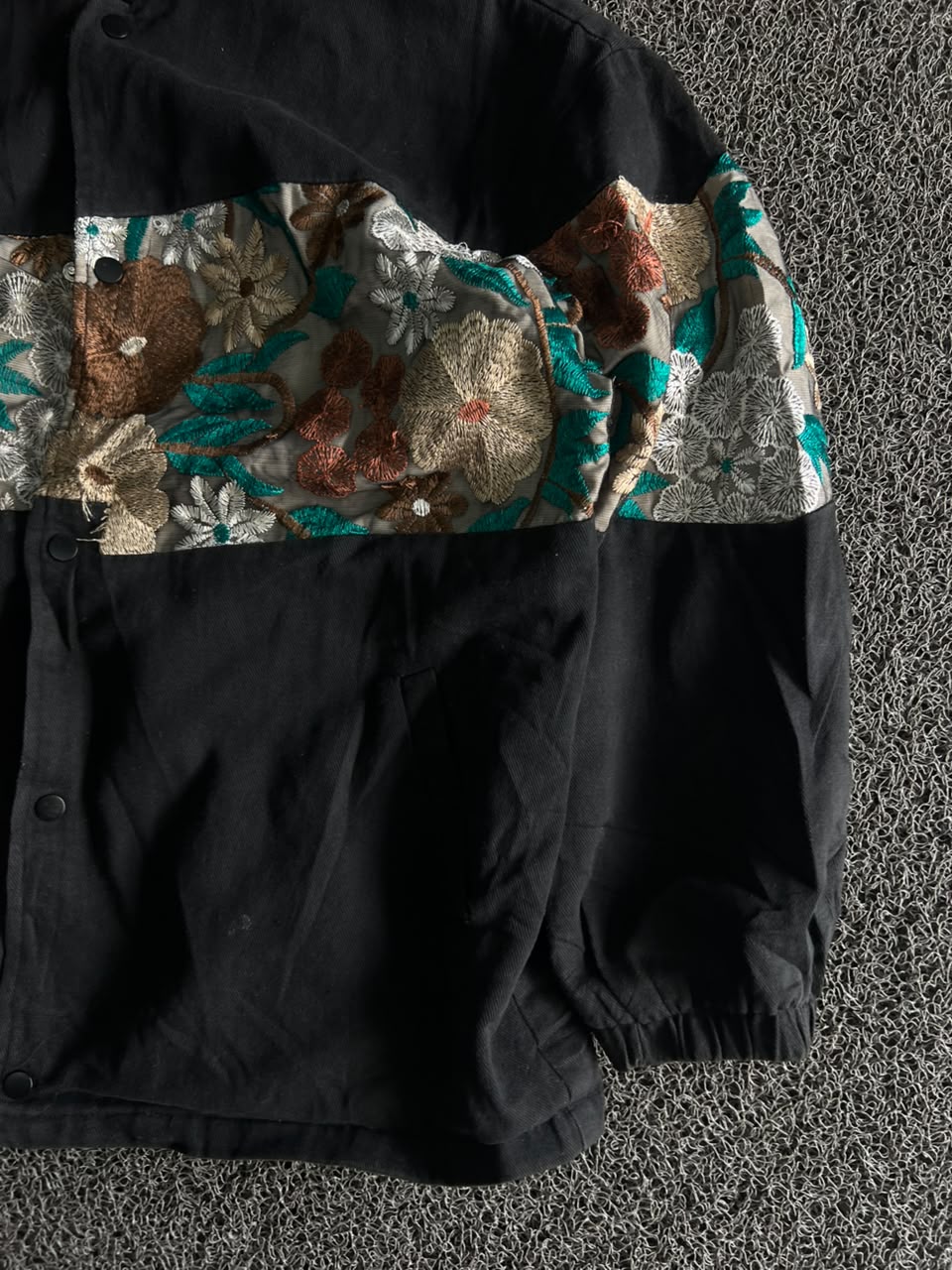 Vintage Black Floral Embroidered Panel Jacket