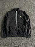 Black Stand Collar Casual Bomber Jacket – Lightweight Full Zip Windbreaker