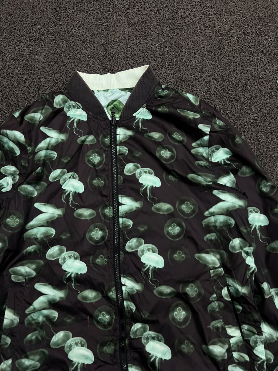 Reversible Jellyfish Print Bomber Jacket – Double-Sided Wear