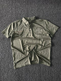 Men's Olive Green Textured Polo T-Shirt with Chest Pocket – Regular Fit