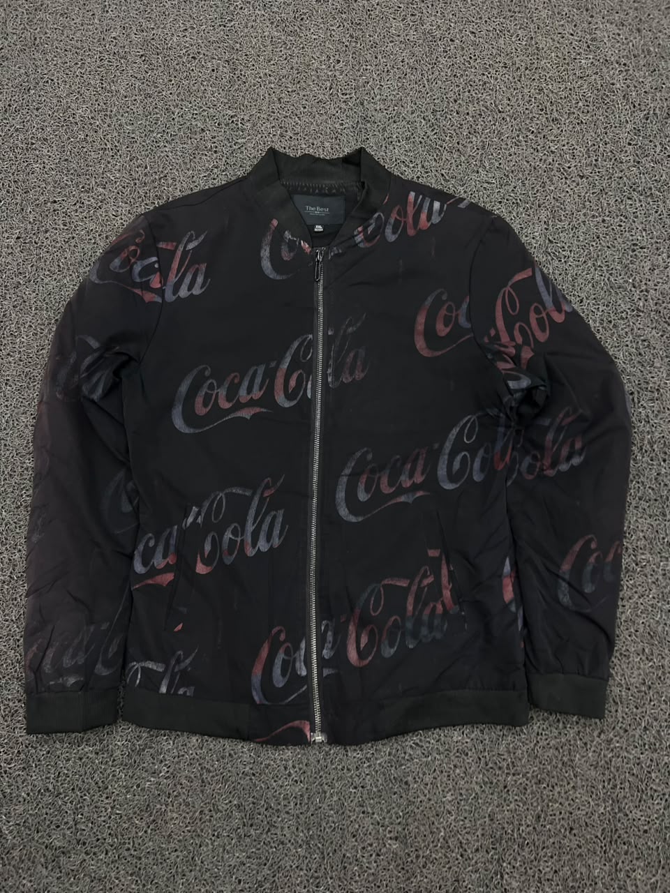 Coca-Cola All Over Print Black Bomber Jacket – ⚠️ Small Scratch