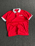 Vintage Red Polo Collar T-Shirt with White Trim | Embroidered Logo