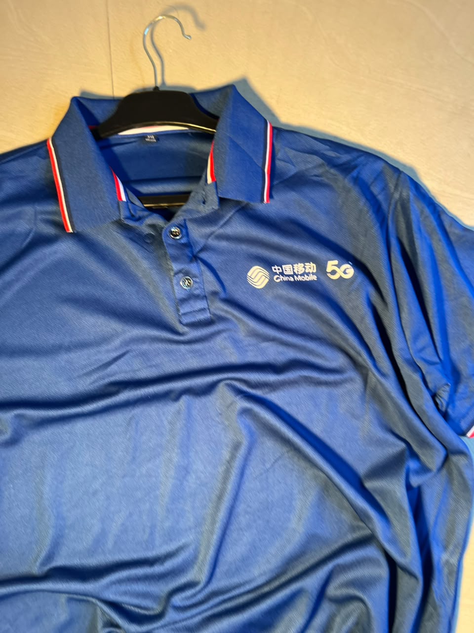 Vintage China Mobile 5G Blue Polo Shirt