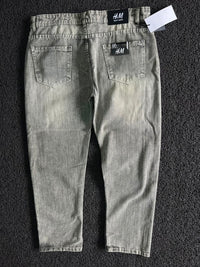 Men's Vintage Washed Grey Straight Fit Denim Jeans