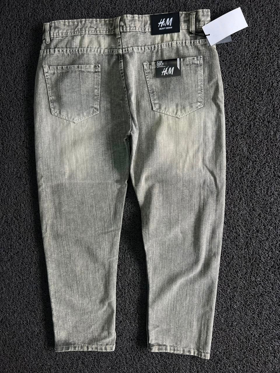Men's Vintage Washed Grey Straight Fit Denim Jeans