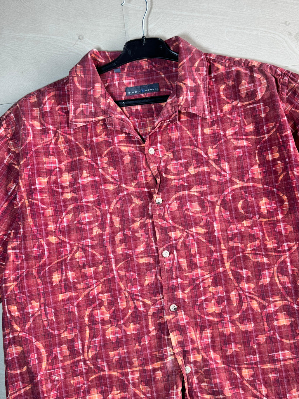 Oversized Boxy Red Resort Print Half Sleeve Shirt
