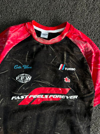 FFW Fast Feels Forever Racing Graphic T-Shirt – Black & Red Raglan Five Sleev