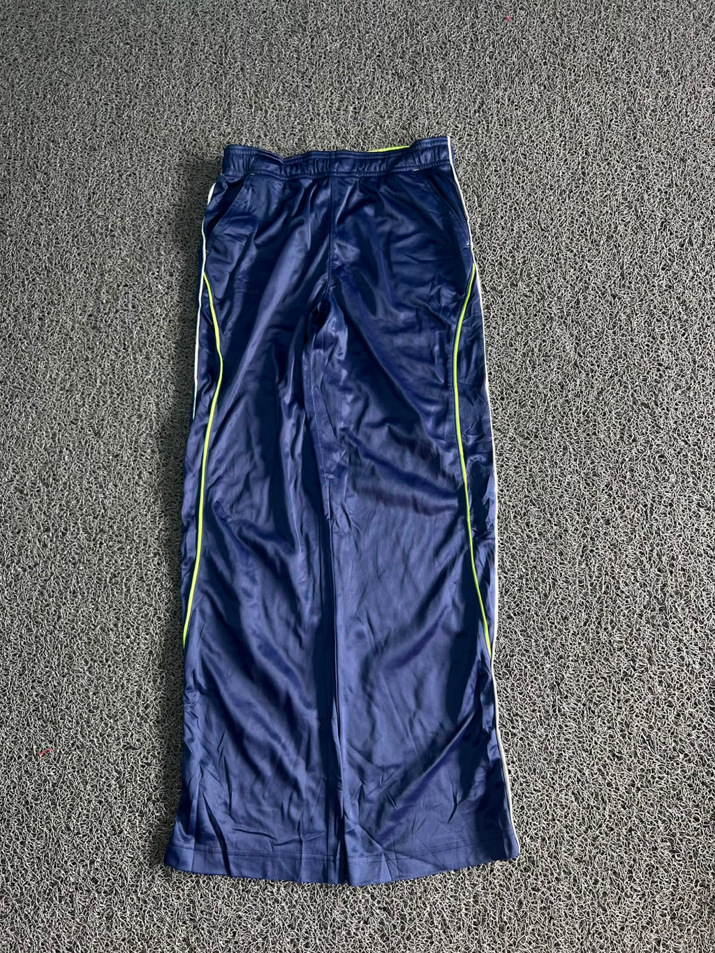 Vintage Navy Track Pants with Neon Side Stripe – Unisex Sportswear