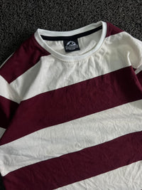 Burgundy & White Striped Short Sleeve T-Shirt