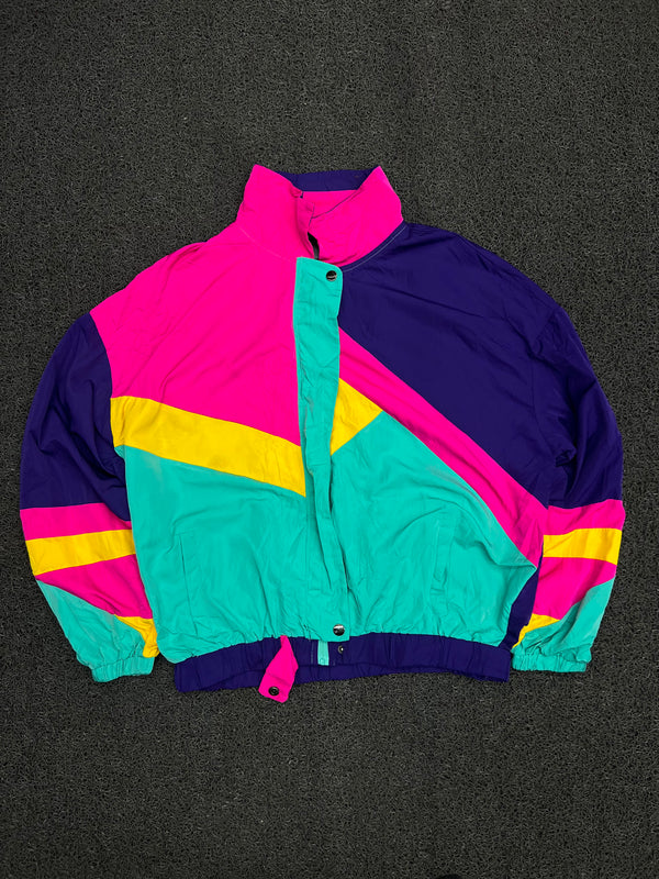 Vintage Colorblock Windbreaker Jacket – Retro Style
