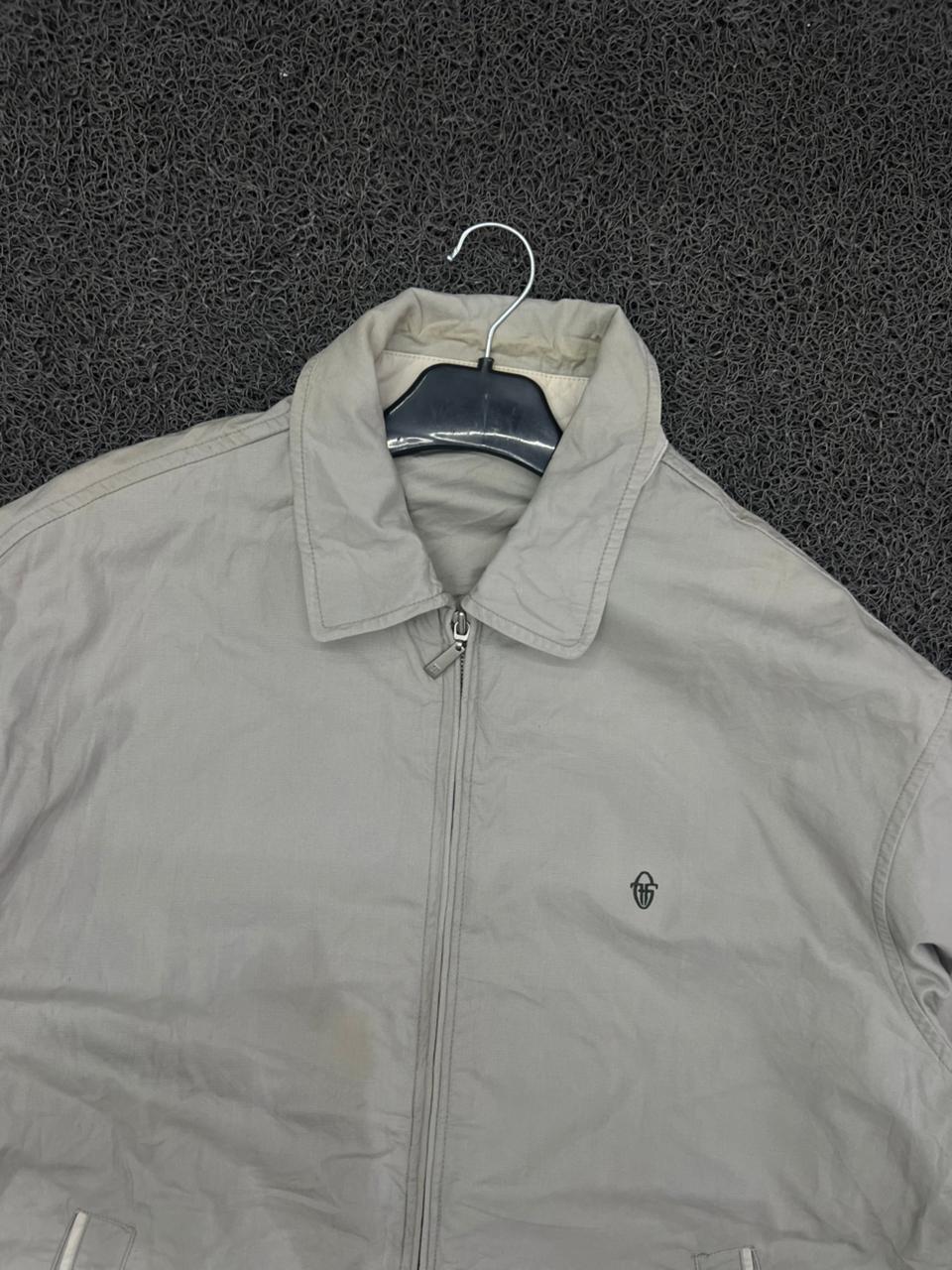 Sergio Tacchini Men's Cream Full-Zip Harrington Jacket – Classic Casual Lightweight Outerwear