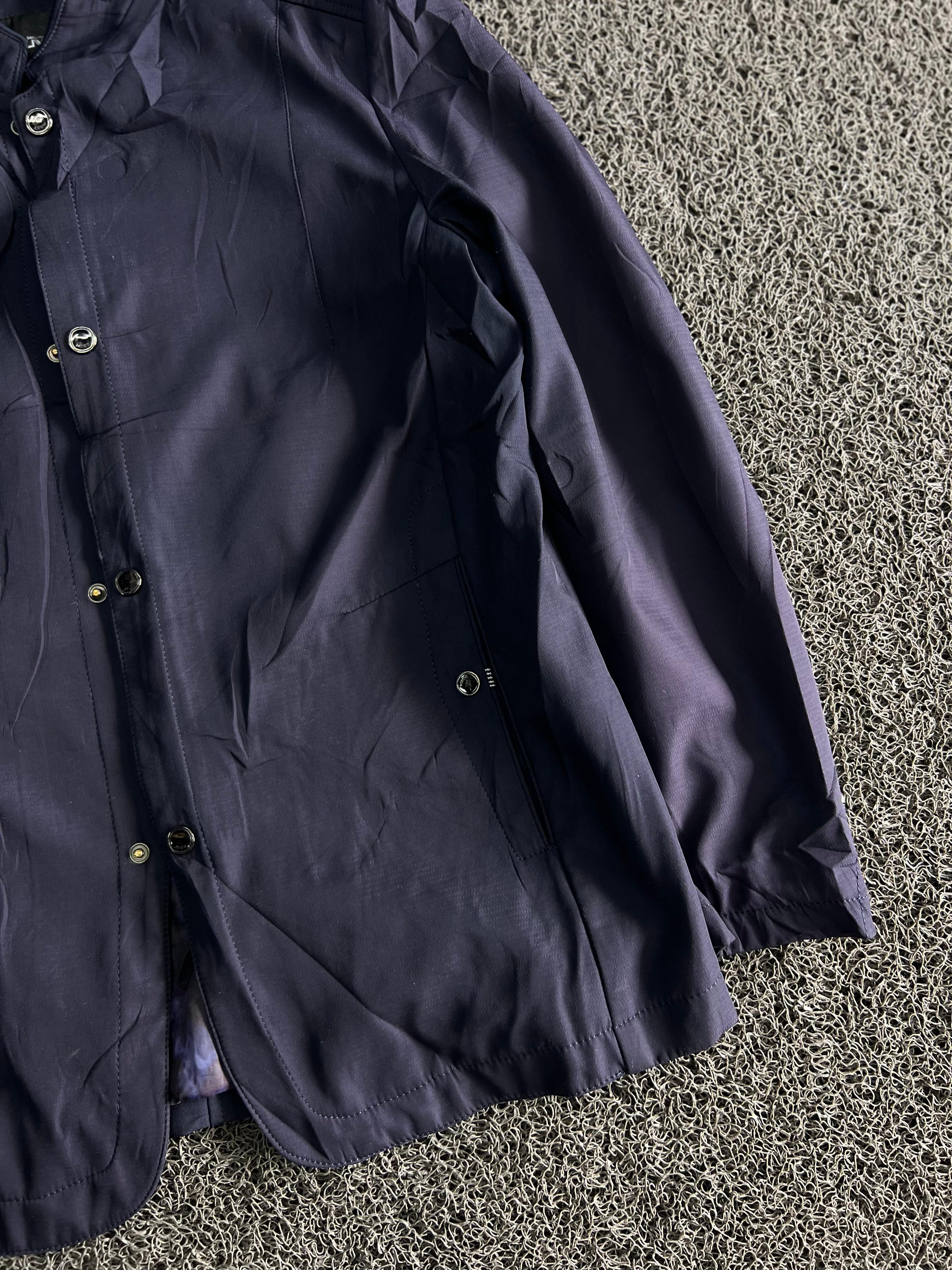 Men's Navy Blue Stand Collar Casual Jacket – Lightweight Button-Up Outerwear