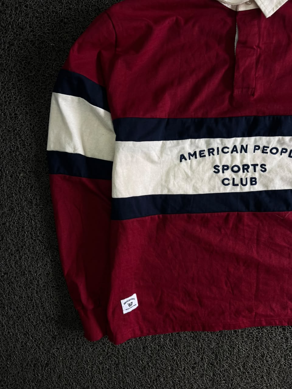 American People Sports Club Striped Rugby-Style Full-Sleeve T-Shirt