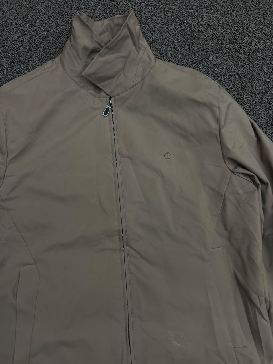 Men's Beige Stand Collar Full Zip Jacket | Lightweight Casual Outerwear