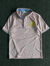 Graphic Printed Polo T-Shirt with Collar & Striped Trim