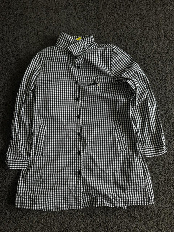 Vintage Black & White Gingham Check Button-Up Jacket