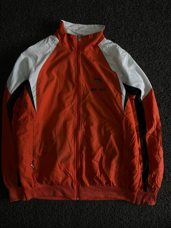 Vintage Orange, White & Black Colorblock Sports Track Jacket – Thriftwear ⚠️ Small Stains