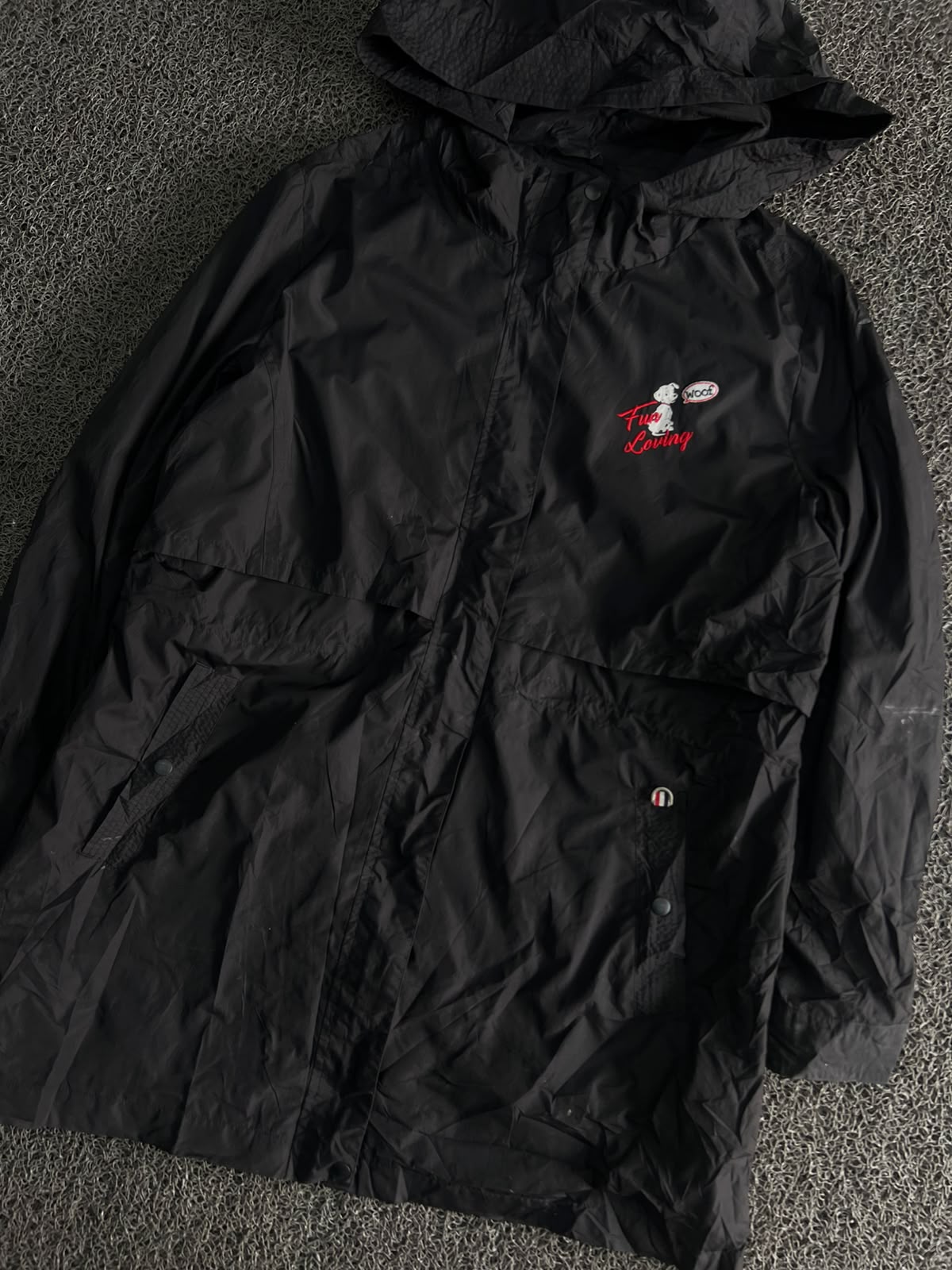 Vintage Hooded Utility Jacket – Graphic Front Detail