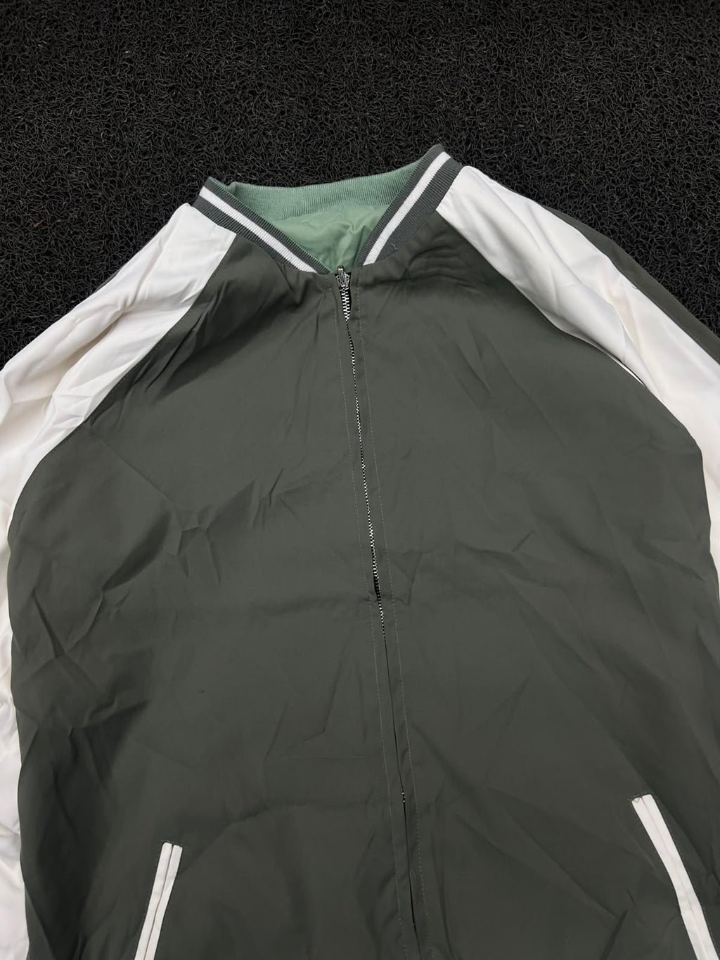 Reversible Double-Sided Bomber Jacket – Sage Green & Olive Green