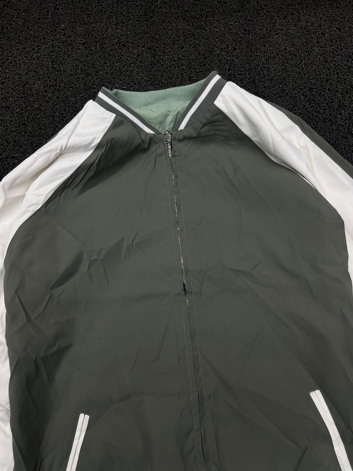 Reversible Double-Sided Bomber Jacket – Sage Green & Olive Green