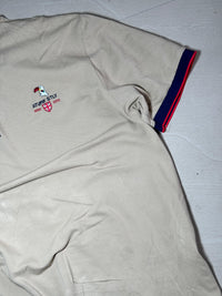 Vintage Nature Style Beige Polo T-Shirt with Contrast Collar
