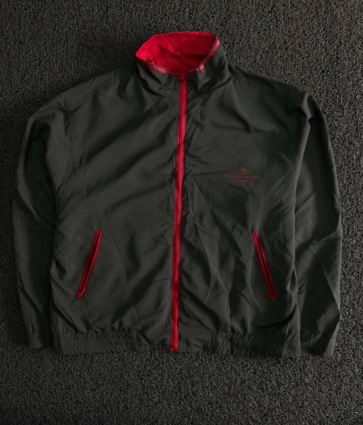 Vintage Black Pierre Balmain Jeans Jacket with Red Accents – Thriftwear
