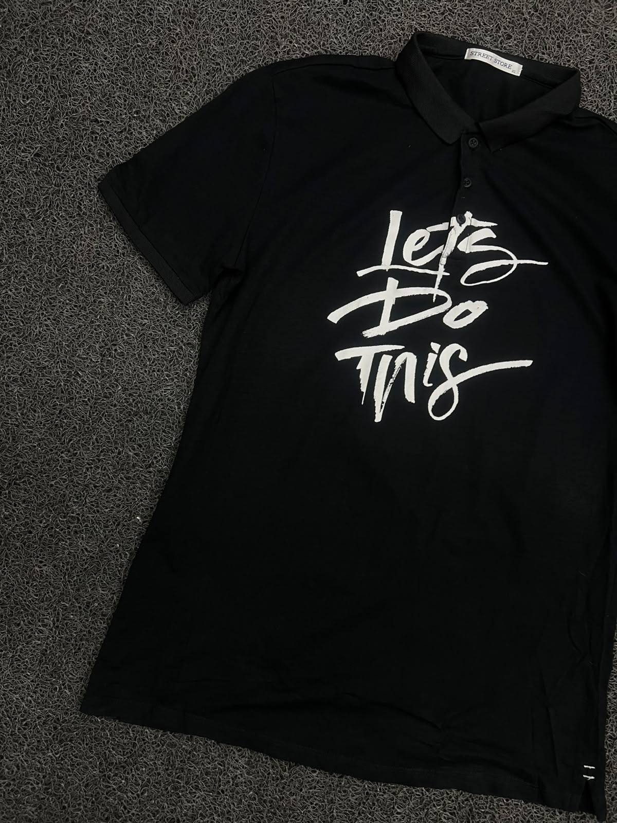 Polo T-Shirt with White “Let It Be” Graphic Print