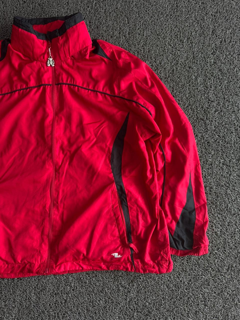Vintage Red & Black Full-Zip Windbreaker Jacket