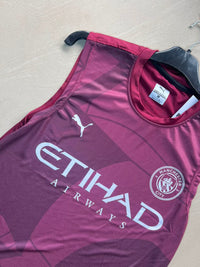 Manchester City Burgundy Sleeveless Training Jersey – Etihad Airways Edition