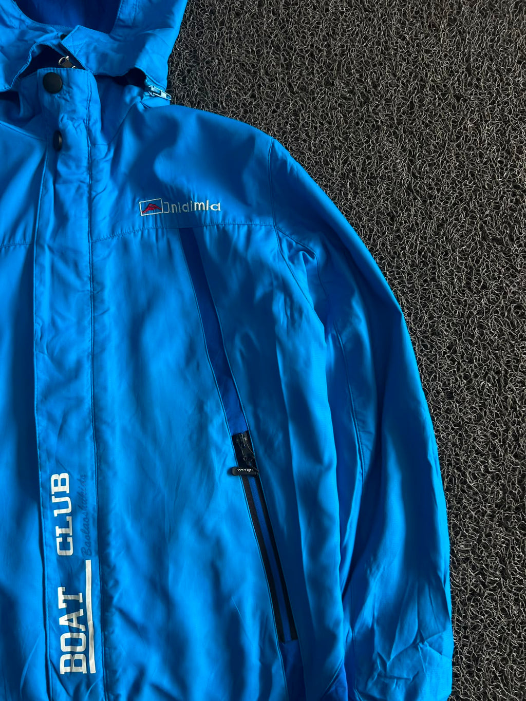 Blue Hooded Boat Club Outdoor Jacket – Waterproof Full-Zip Windbreaker