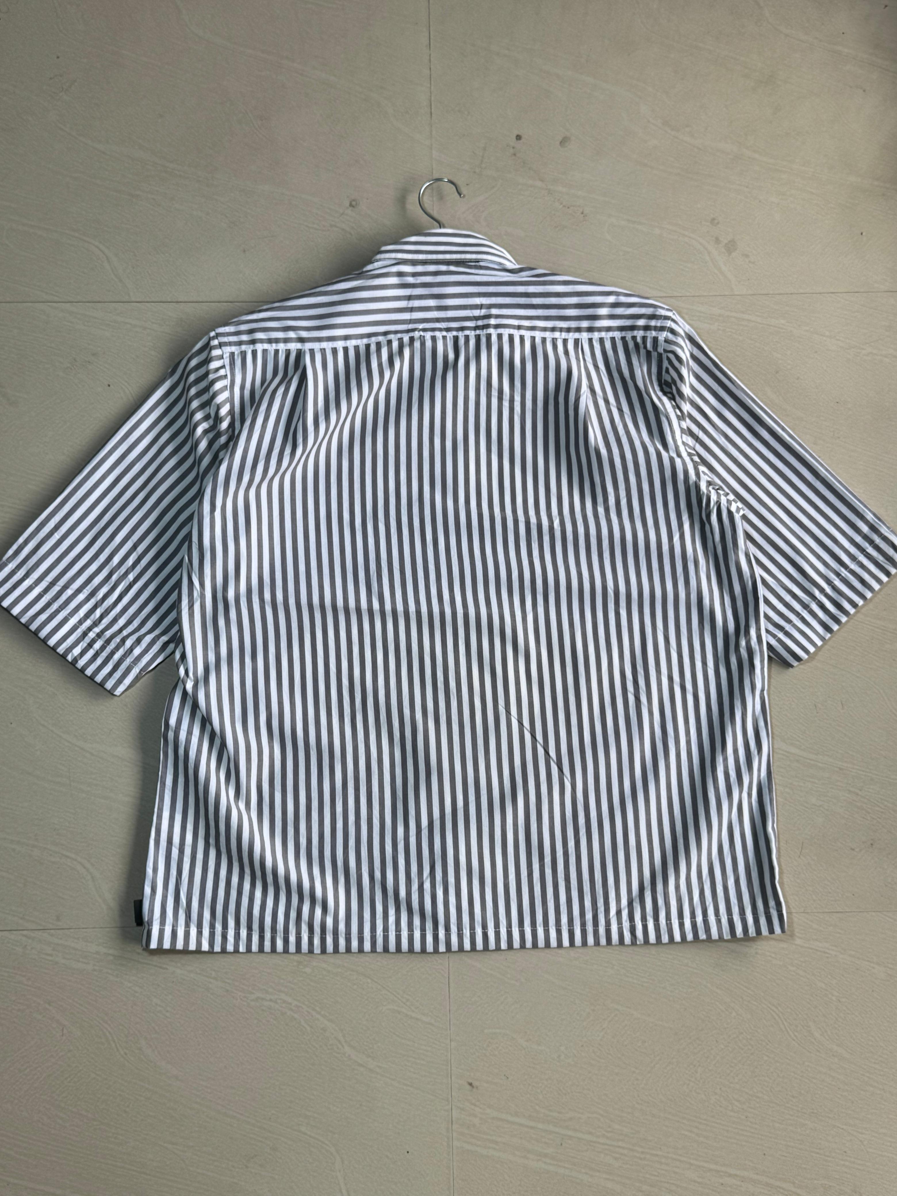 Oversized Boxy Vertical Stripe Casual Half Sleeve Shirt