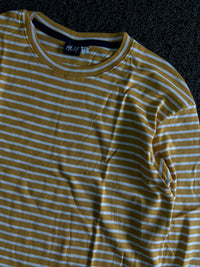 H&M Mustard Yellow & White Striped Full-Sleeve T-Shirt