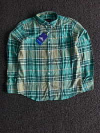 Barcode Green Plaid Button-Down Flannel Shirt