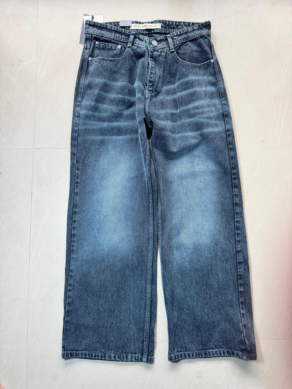 Men's Washed Wide Leg Denim Jeans