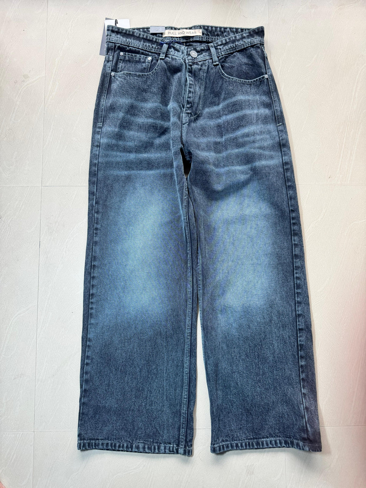 Men's Washed Wide Leg Denim Jeans