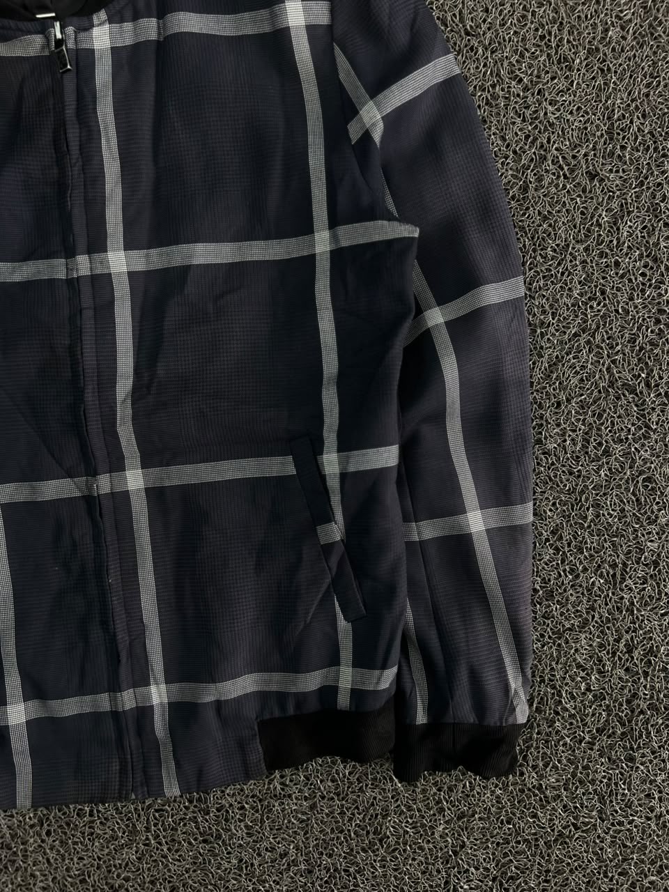 Windowpane Check Bomber Jacket – Full Zip Lightweight Casual Jacket