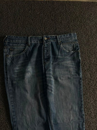 Vintage Washed Blue Straight Fit Denim Jeans
