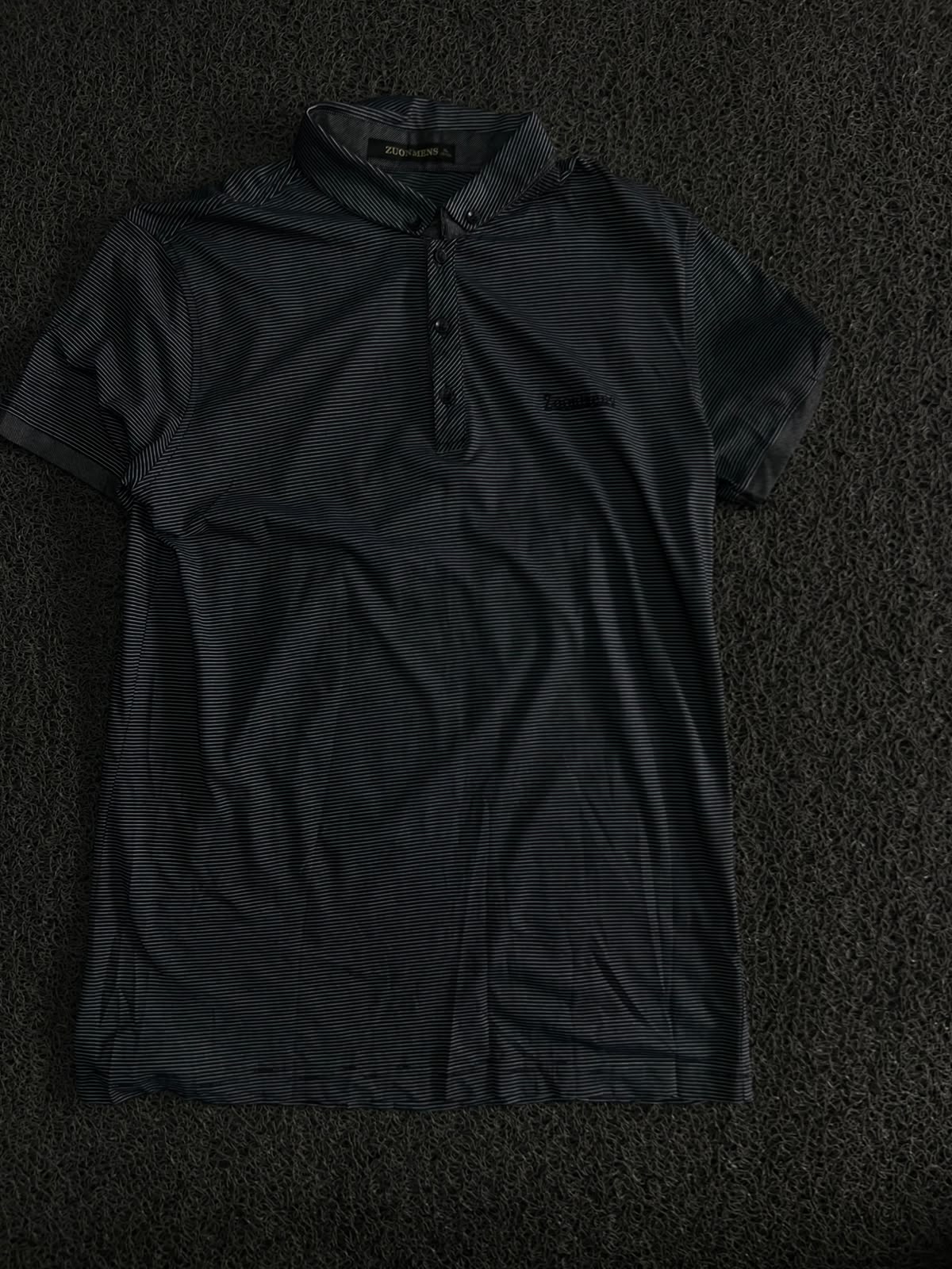Striped Button-Down Collar Polo T-Shirt