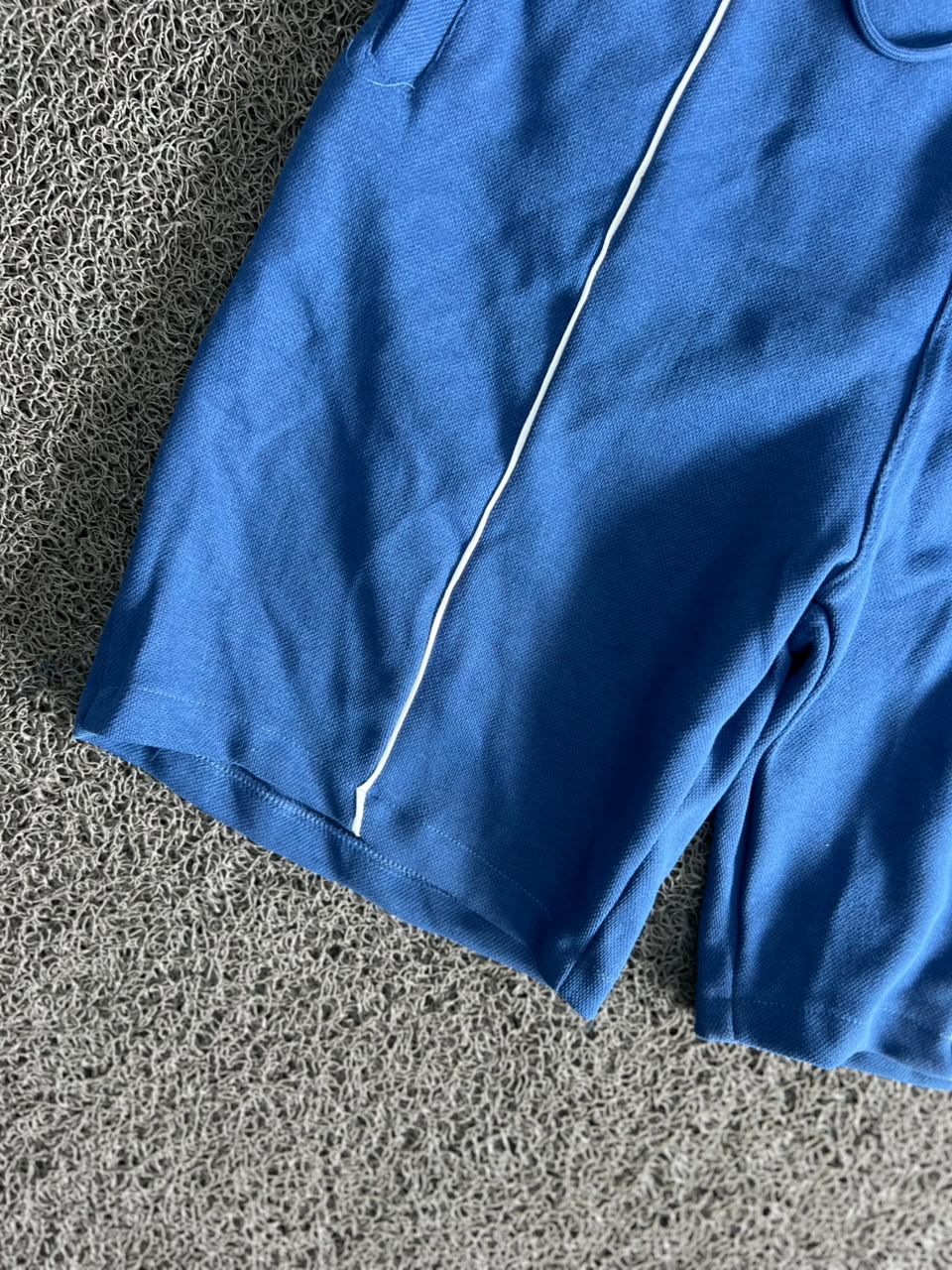 Ferre Milano Blue Drawstring Sweat Shorts – Men's Casual Cotton Lounge Shorts with White Piping
