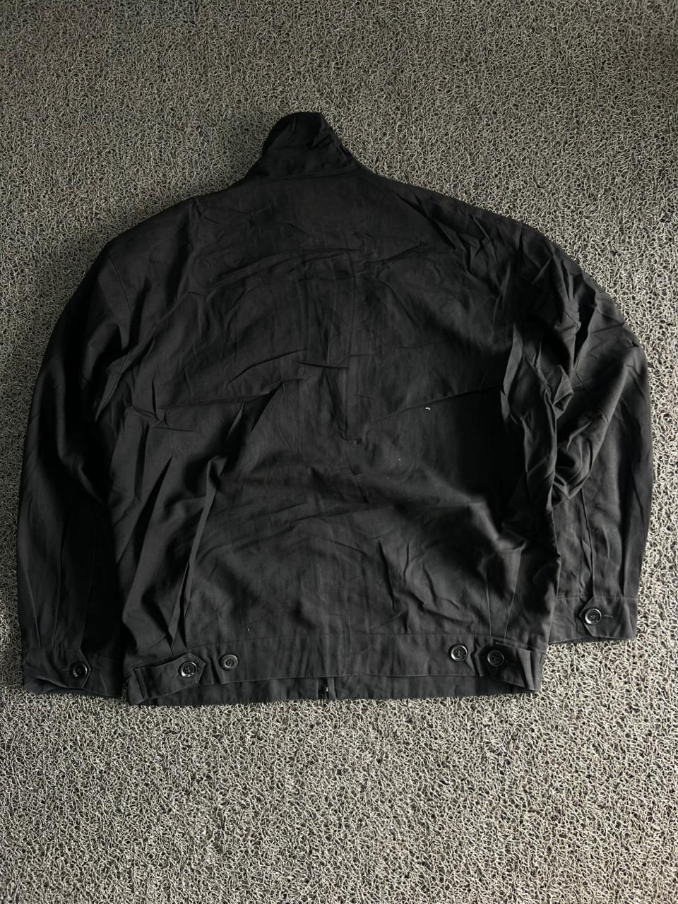 Black Minimalist Zip-Up Harrington Jacket