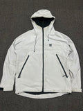 Vintage White Hooded Outdoor Shell Jacket – Full Zip Windbreaker | Lightweight Utility Jacket ⚠️ Light Marks