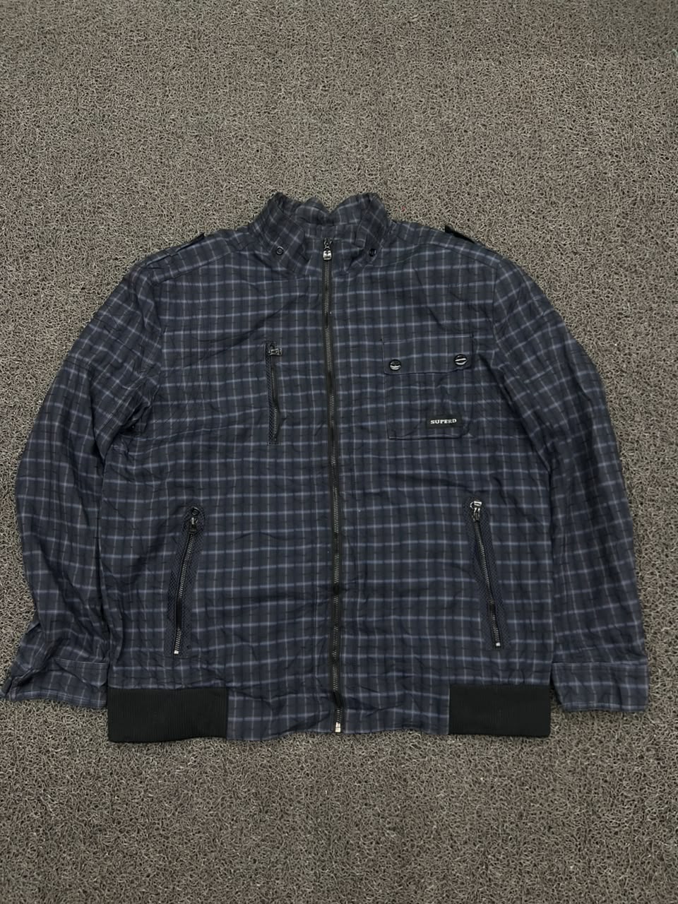 Super D Check Zip-Up Bomber Jacket