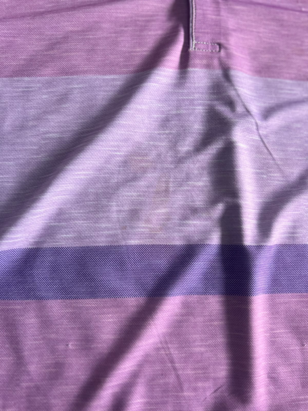 Vintage Pink & Purple Striped Polo T-Shirt ⚠️ Small Stains